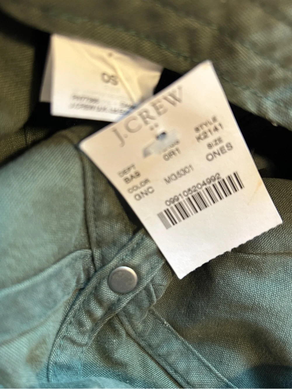 J. Crew Green and Navy Cotton Baseball Cap